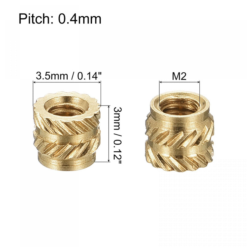 [Australia - AusPower] - uxcell Knurled Insert Nut M2 x 3mm L x 3.5mm OD Female Thread Brass Embedding Nut 120 Pcs M2 x 3mm x 3.5mm 
