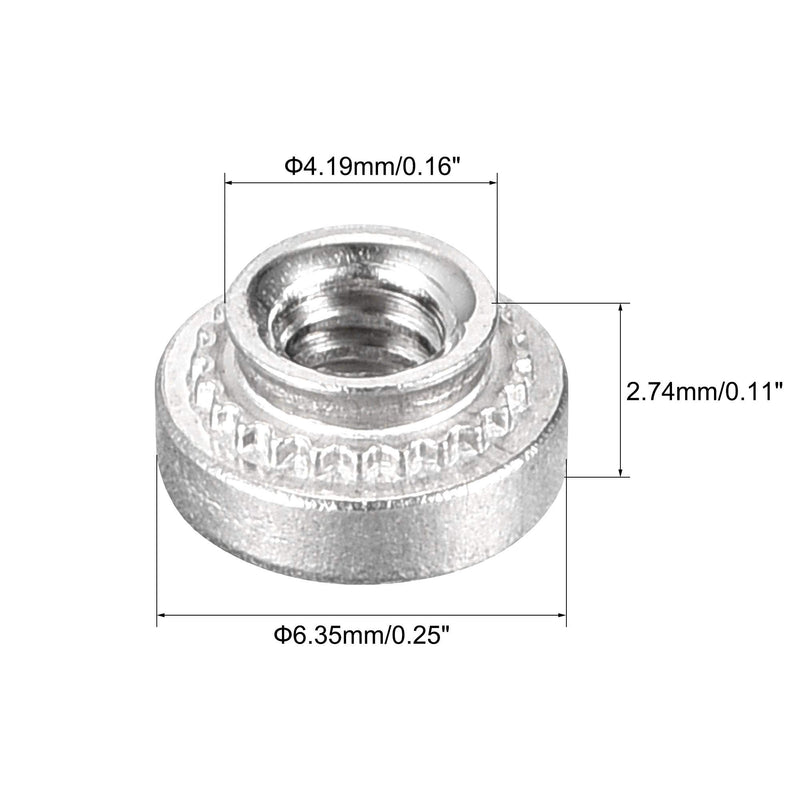 [Australia - AusPower] - uxcell Self -Clinching Nuts,#4-40 x 0.11-Inch Stainless Steel Rivet Nut Round Head Steel Metal Sheet Mounting Hardware Fastener 100pcs #4-40x2.74mm 