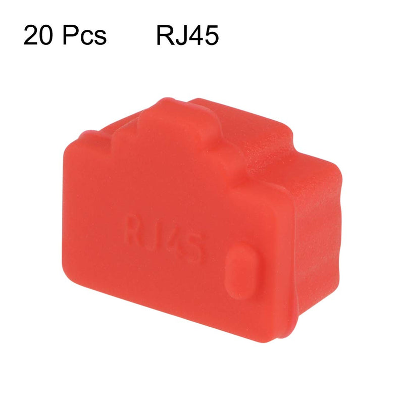 [Australia - AusPower] - uxcell 20pcs RJ45 Silicone Protectors Ethernet Hub Port Anti Dust Cap Cover, Red 