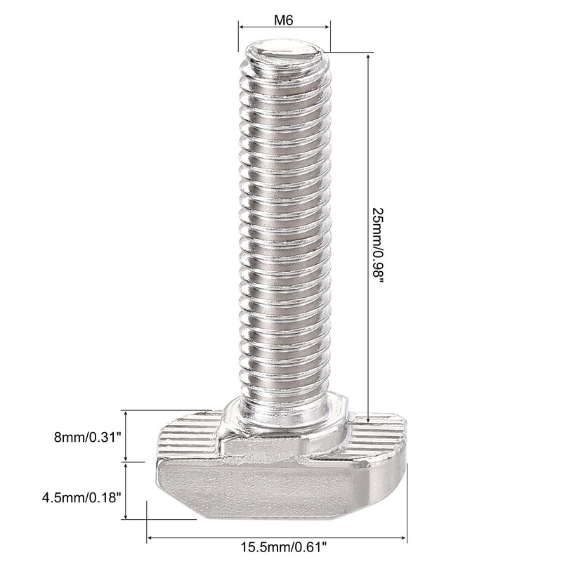 [Australia - AusPower] - uxcell M6x25mm T-Slot Drop-in Stud Sliding Bolt Screw Carbon Steel for 30 Series Aluminum Profile 8pcs 