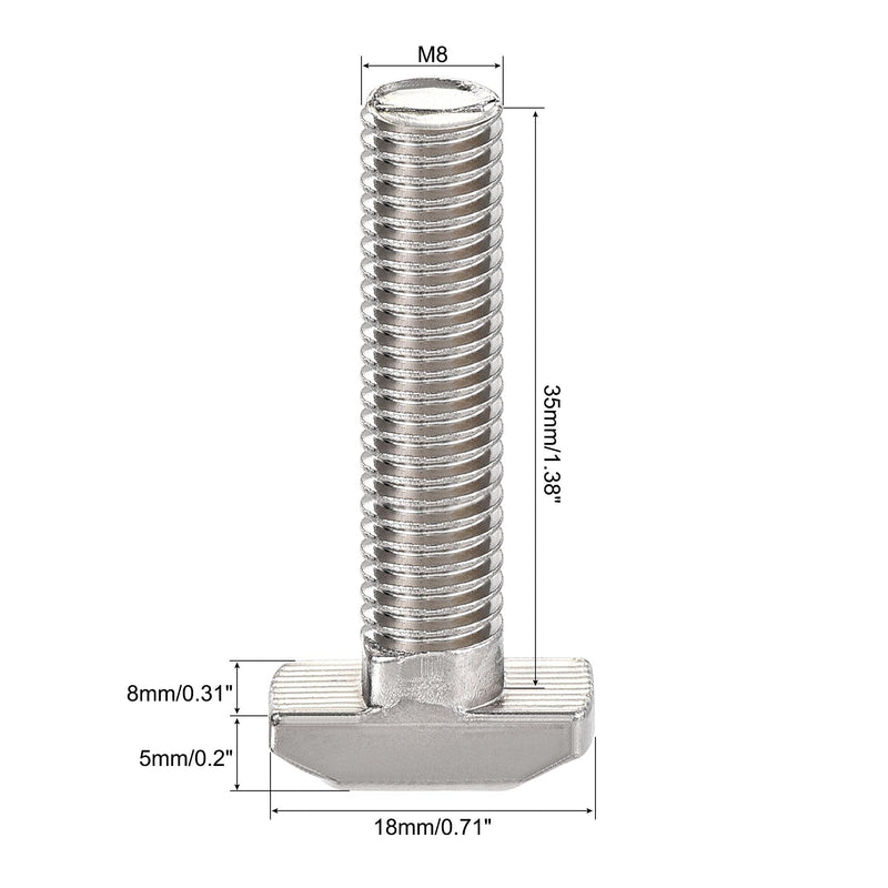 [Australia - AusPower] - uxcell M8x35mm T-Slot Drop-in Stud Sliding Bolt Screw Carbon Steel for 40 Series Aluminum Profile 20pcs 