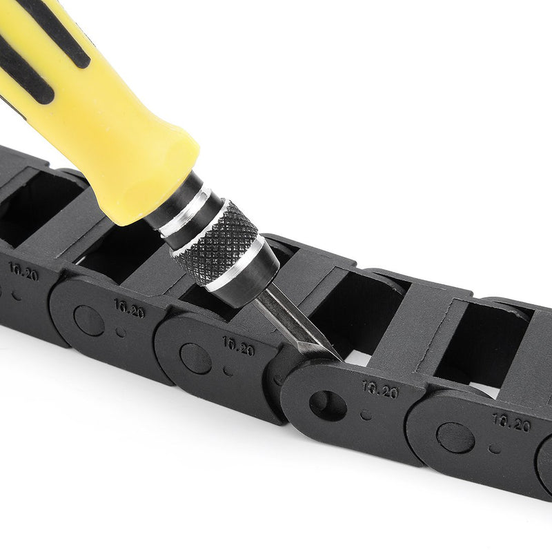 Black plastic uxcell R18 twist cable wire drag chain, 10mm by 20mm, 1 meter length for CNC machine cable management.