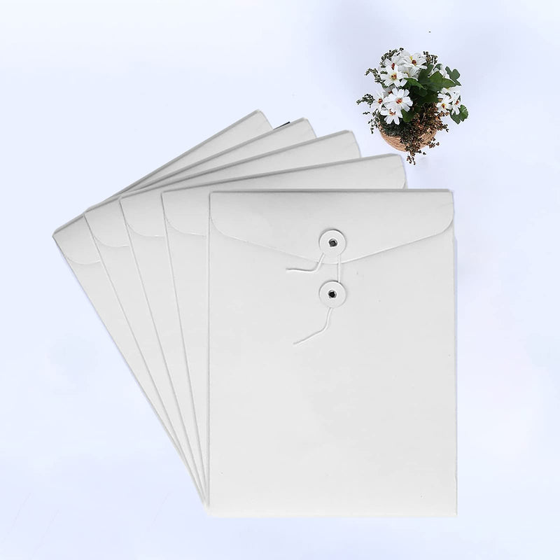 [Australia - AusPower] - VANRA Kraft String File Folder Filing Envelope Project File Jacket Document Letter Organizer Flat-No Expansion A4 Letter Size (White, Pack of 5) White 
