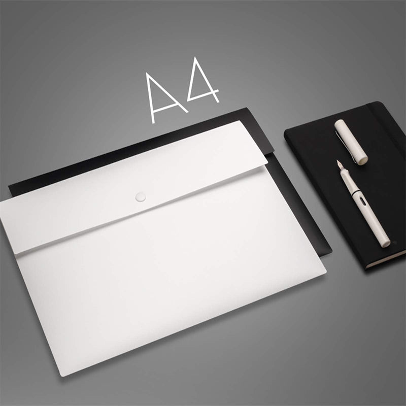 [Australia - AusPower] - VANRA Poly File Folder Pockets File Jacket Plastic Envelope Flat Document Letter Organizer with Snap Button Closure A4 Letter Size (Pack of 5, White) A4 Size: 12.6”L x 9"H 