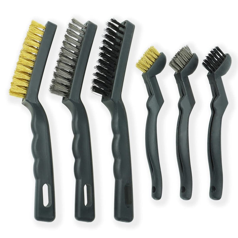 [Australia - AusPower] - VASTOOLS Wire Brushes Cleaning Set 6-Pc, Wire Detail Brushes 9" and 6-3/4", for Cleaning Welding Slag, Rust and Dust. Includes Brass, Nylon, Stainless Steel Brushes with Strong Handle 
