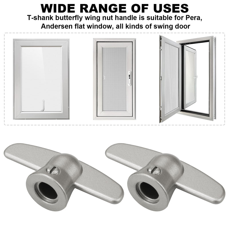 [Australia - AusPower] - 3/8" T-Crank Window Handle,T-Crank Window Handle for PellaCasement Window Crank,Replacement Pella Casement Window Crank,Casement Window Crank Butterfly Wing nut t-Handle(2 Pack) 