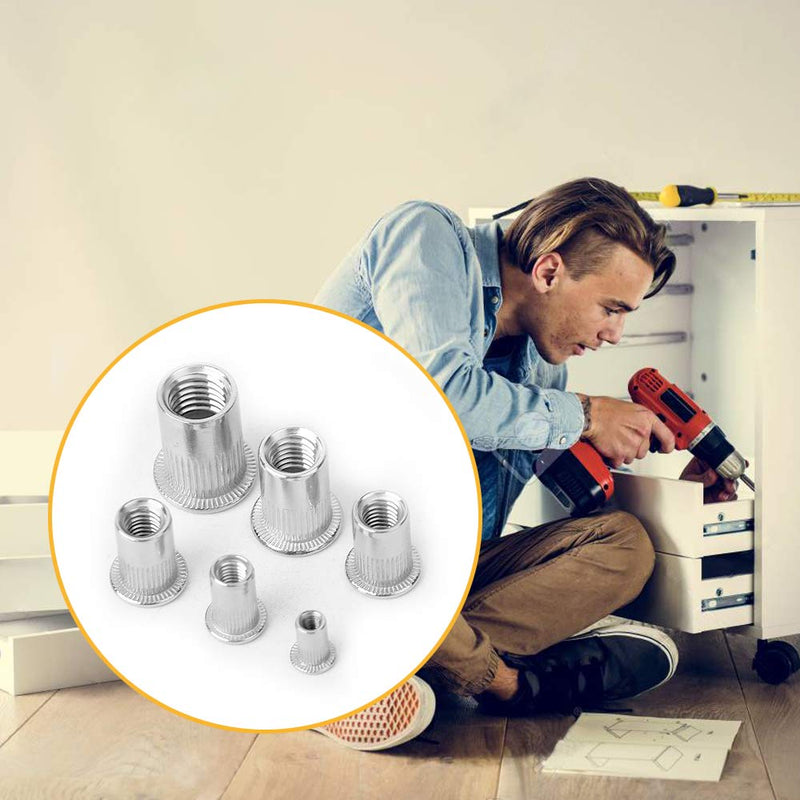 [Australia - AusPower] - VIGRUE 205PCS 304 Stainless Steel Rivet Nut Assort Set Flat Head Threaded Rivetnut Insert Nutserts Assortment Kit(M3| M4| M5| M6| M8| M10) 1 