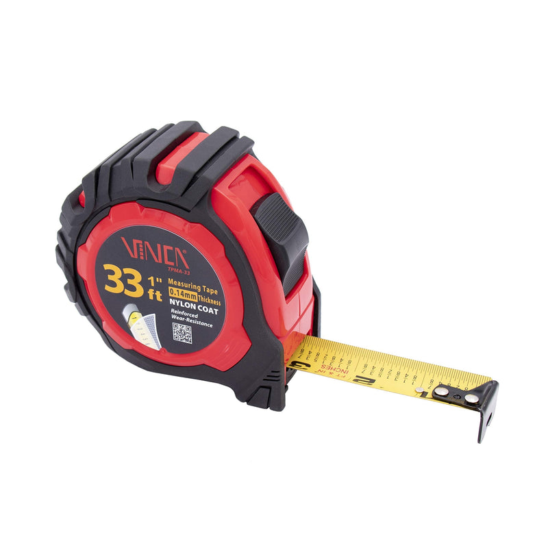 [Australia - AusPower] - VINCA TPMA-33 33 Feet Tape Measure with Fraction Low Glare Nylon Coat Matte Finish High Visibility Blade Marking 