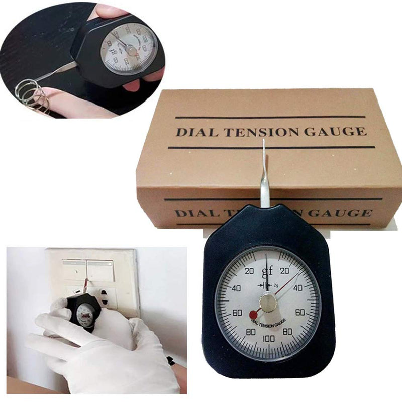 VTSYIQI transverse tension meter with dial gauge, single pointer, 100g force measurement for tension testing and dynamometry.