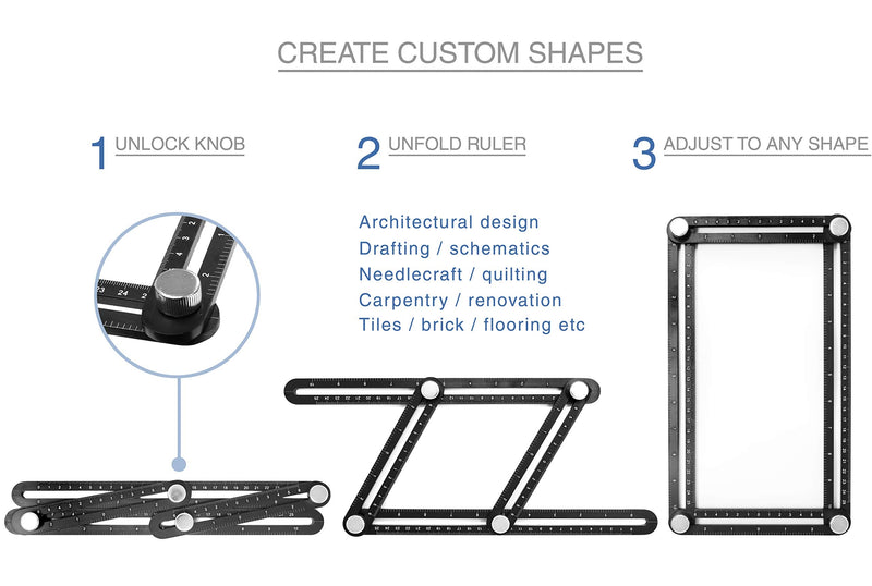 [Australia - AusPower] - VViViD Heavy-Duty Adjustable Ruler (Angularizer 4 Holder Black Aluminum) 
