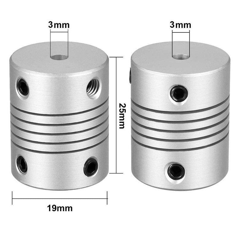 [Australia - AusPower] - WEIJ 5Pcs Aluminum Alloy Shaft Coupling Flexible Coupler Motor Connector Joint (3mm to 3mm,L25xD19) 3mm to 3mm,L25xD19 