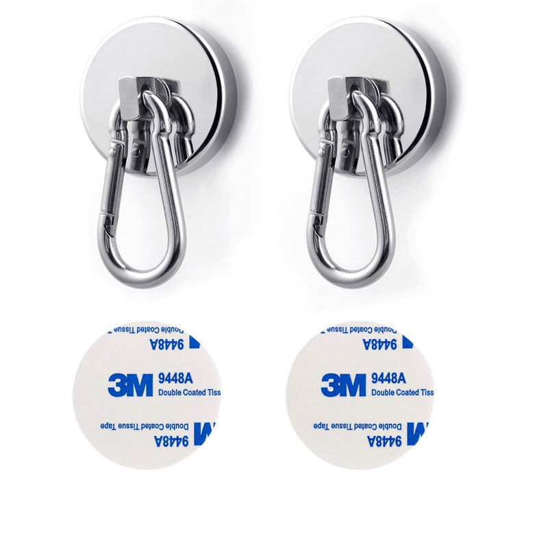 [Australia - AusPower] - Magnetic Hooks 170lbs Magnet Hooks Carabiner for Hanging Refrigerator Strong Large Heavy Duty Neodymium Magnet (170LBS-2PACK) WELLZEER 170LBS-2PACK Silver 