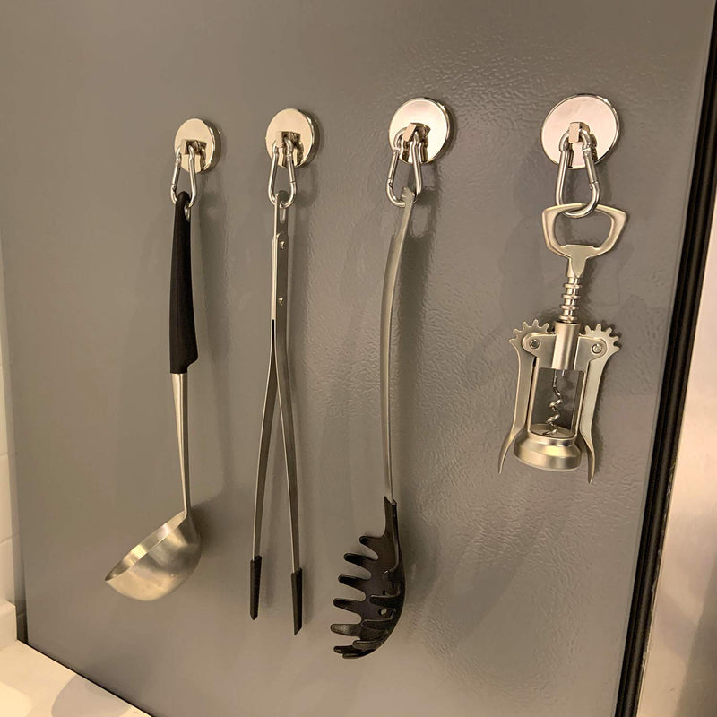 [Australia - AusPower] - Magnetic Hooks 170lbs Magnet Hooks Carabiner for Hanging Refrigerator Strong Large Heavy Duty Neodymium Magnet (170LBS-2PACK) WELLZEER 170LBS-2PACK Silver 