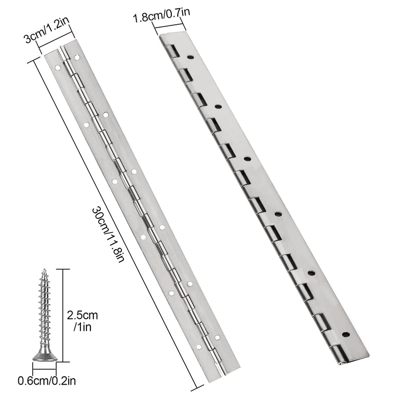 [Australia - AusPower] - 4 PCS Stainless Steel 304 Piano Hinge, 12 Inch Heavy Duty Continuous Hinge, 0.04" Thickness Fixing Folding Continuous Piano Hinge 