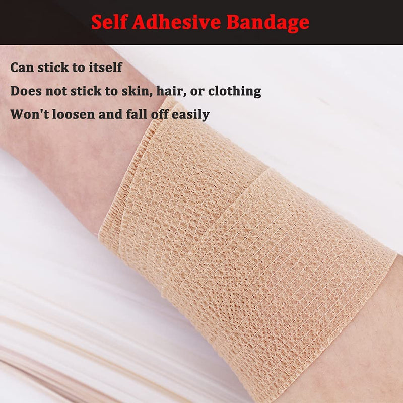 [Australia - AusPower] - 24 Pack 2" X 5 Yards Brown Breathable Self Adhesive Bandage Wrap, Multi-Purpose Non-Woven Cohesive Wrap - Vet Wrap | Athletic Tape | Medical Tape, Ankle Sprains, Swelling, Pets. 
