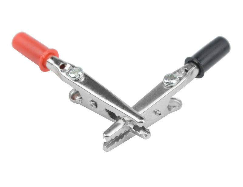 Set of 25 WMYCONGCONG metal alligator clips with plastic handles, electrical test clamps in red and black for electrical testing.