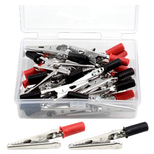 Set of 25 WMYCONGCONG metal alligator clips with red and black plastic handles, electrical test spring clamps for testing and wiring.