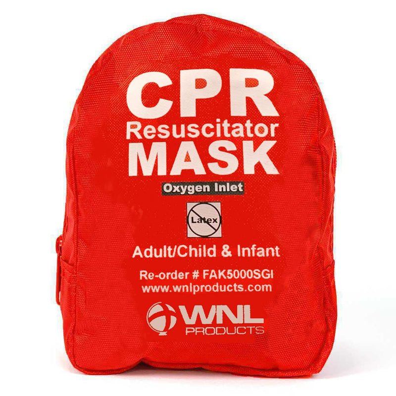 [Australia - AusPower] - WNL Products CPR Rescue Mask, Adult/Child & Infant Pocket Resuscitator, Soft Case Kit with Belt Clip 5 Pack 