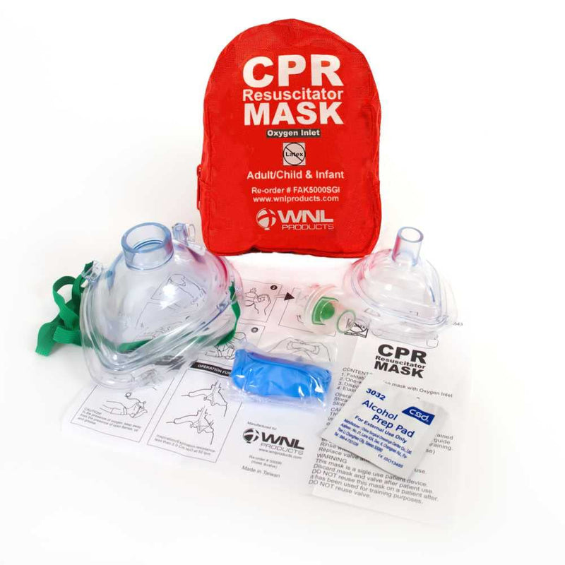 [Australia - AusPower] - WNL Products CPR Rescue Mask, Adult/Child & Infant Pocket Resuscitator, Soft Case Kit with Belt Clip 5 Pack 