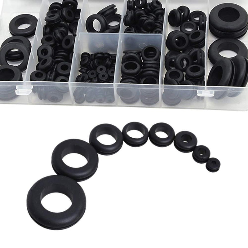[Australia - AusPower] - Wolfride 180Pcs Rubber Grommet Assortment Kit Rubber Hole Grommet O Ring Washer Set Rubber Wire Grommets| 1/4", 5/16", 3/8", 7/16", 1/2", 5/8", 7/8", 1" 