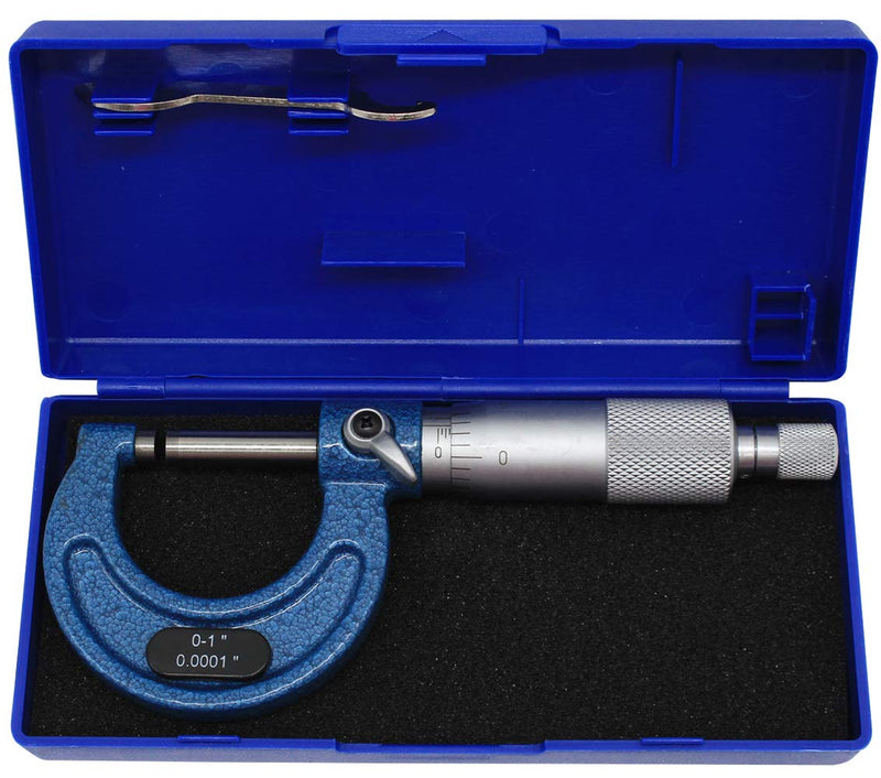 [Australia - AusPower] - Outside Micrometer 0-1" Measuring Range 0.0001" Resolution Measuring Tool Measurements Mechanist Tools Blue 