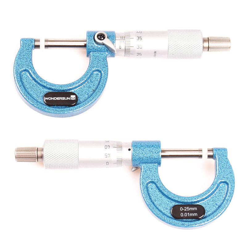 [Australia - AusPower] - Outside Micrometer 0-1" Measuring Range 0.0001" Resolution Measuring Tool Measurements Mechanist Tools Blue 