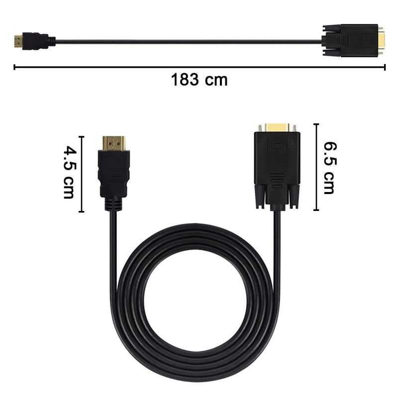 [Australia - AusPower] - Wonlyus HDMI to VGA Cable Gold-Plated 1080P HDMI Male to VGA Male Active Video Adapter Converter Cord (6 Feet/1.8 Meters) 6 Feet 1 Pack 
