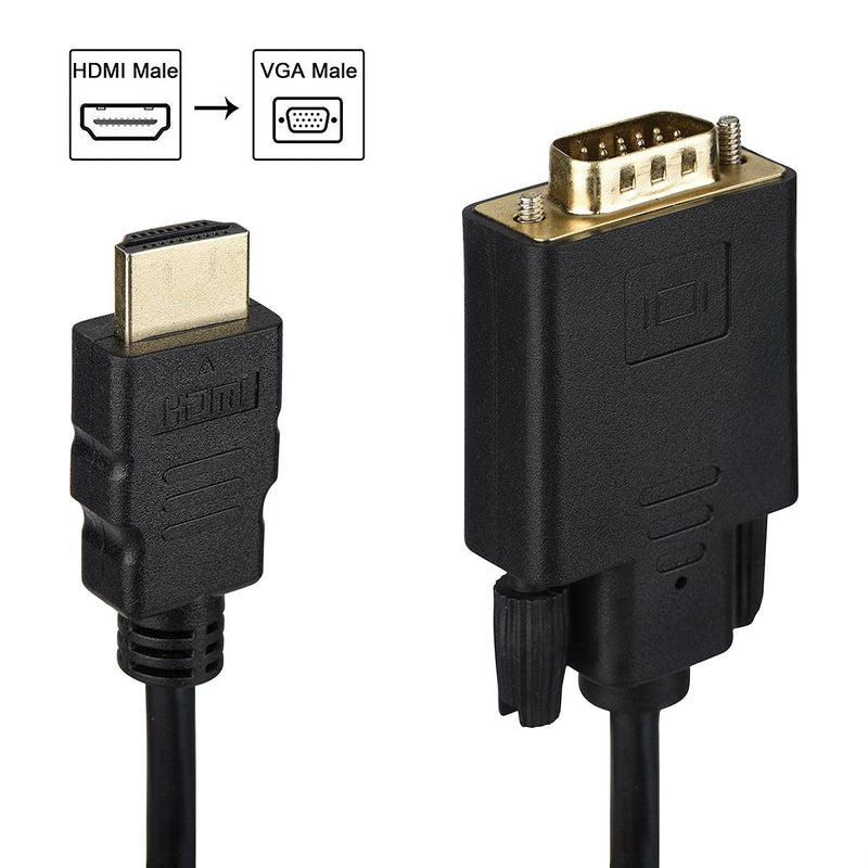 [Australia - AusPower] - Wonlyus HDMI to VGA Cable Gold-Plated 1080P HDMI Male to VGA Male Active Video Adapter Converter Cord (6 Feet/1.8 Meters) 6 Feet 1 Pack 