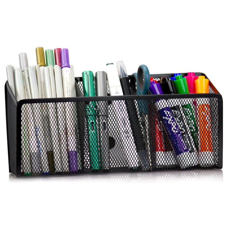 [Australia - AusPower] - Workablez Magnetic Pencil Holder - 3 Generous Compartments Magnetic Storage Basket Organizer - Extra Strong Magnets - Perfect Mesh Pen Holder to Hold Whiteboard, Locker Accessories… 