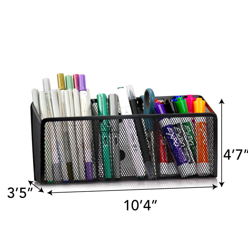 [Australia - AusPower] - Workablez Magnetic Pencil Holder - 3 Generous Compartments Magnetic Storage Basket Organizer - Extra Strong Magnets - Perfect Mesh Pen Holder to Hold Whiteboard, Locker Accessories… 