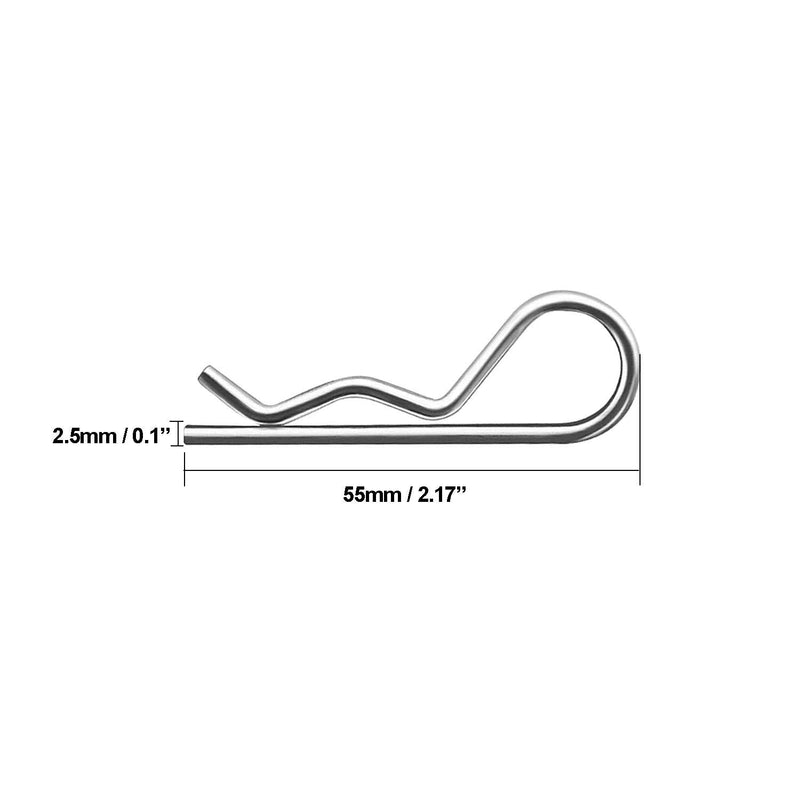 [Australia - AusPower] - 20Pcs R Clips Retaining Cotter Pins, Heavy Duty Zinc Plated Cotter Pin Hairpin Assortment Kit for Use On Hitch Pin Lock Systems - M2.5 X 55mm 20pcs-M2.5*55mm 