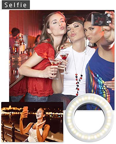 [Australia - AusPower] - XINBAOHONG Selfie Ring Light Rechargeable Portable Clip-on Selfie Fill Light with 40 LED for Smart Phone Photography, Camera Video, Girl Makes up 