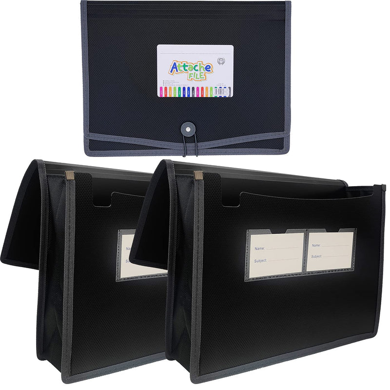 [Australia - AusPower] - Premium Quality Plastic Expanding File Folder Document Organizer , 3.5" Expansion, A4 Letter Size for Home School Office Organization，3 Pack 3pack- Black 