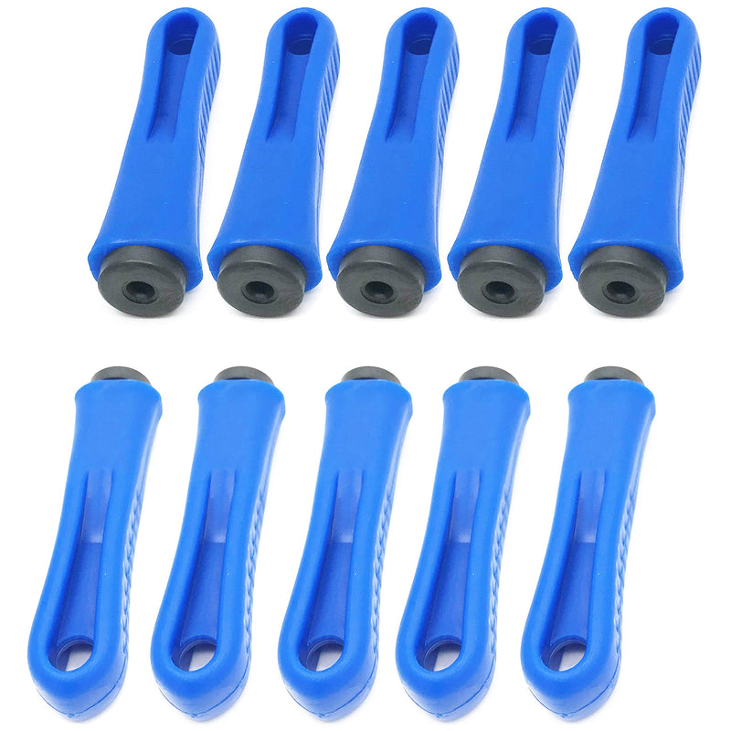 [Australia - AusPower] - XMHF Ergonomic Rubber File Handle 5mm Diameter Round Hole 90mm Length Anti-slip Plastic Handles Blue 5Pcs 