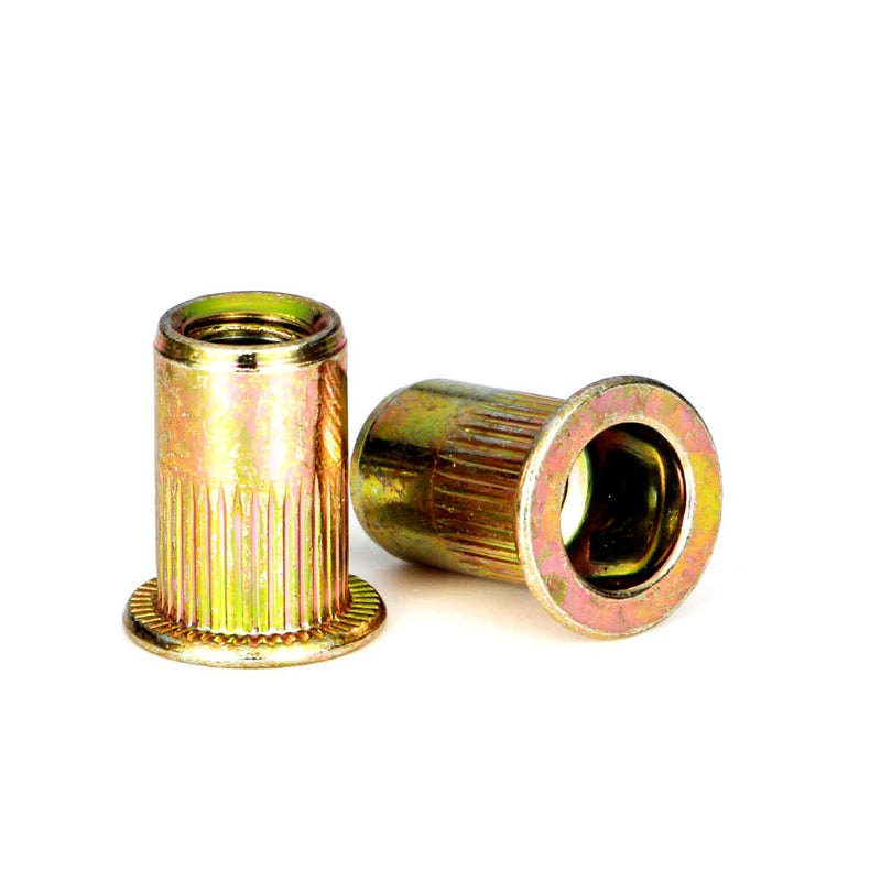 [Australia - AusPower] - Xtozon 100 Pcs 1/4" - 20 UNC Rivet Nuts, Zinc Plated Finish Carbon Steel, Flat Head Threaded Inserts Nutser 