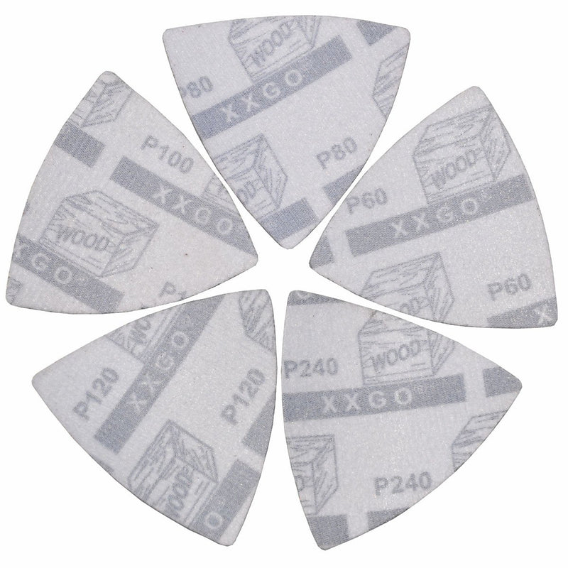 [Australia - AusPower] - XXGO Triangular Oscillating Multi Tool Sanding Pads 3-1/8 Inch 80mm Assorted Grit 60/80/100/120/240 Grits Pack of 55 Pcs No.XG5501 Mix Grit - 55 Pcs 