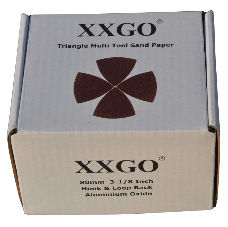 [Australia - AusPower] - XXGO Triangular Oscillating Multi Tool Sanding Pads 3-1/8 Inch 80mm Assorted Grit 60/80/100/120/240 Grits Pack of 55 Pcs No.XG5501 Mix Grit - 55 Pcs 