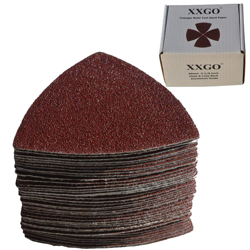 [Australia - AusPower] - XXGO Triangular Oscillating Multi Tool Sanding Pads 3-1/8 Inch 80mm Assorted Grit 60/80/100/120/240 Grits Pack of 55 Pcs No.XG5501 Mix Grit - 55 Pcs 