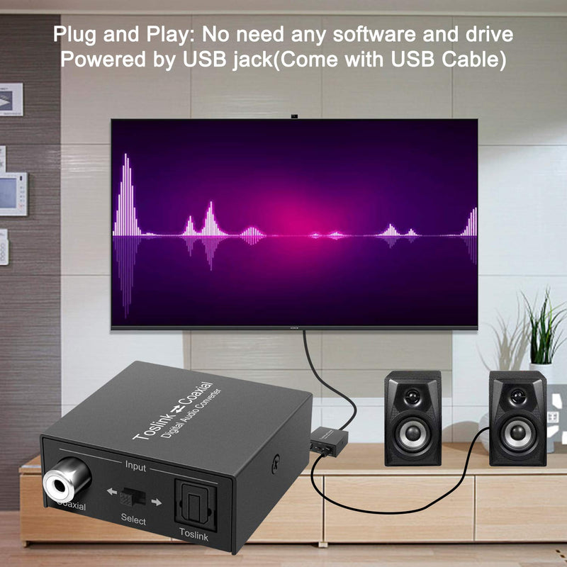 [Australia - AusPower] - Optical to Coaxial, Coax to Optical Digital Audio Converter, Bi-Directional Digital Audio Converter Splitter Adapter, Plug and Play 