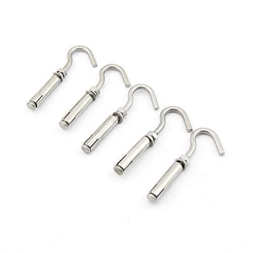 [Australia - AusPower] - Yasorn M6 Open Cup Hook Expansion Screws Stainless Steel Ceiling Hook Bolts 5-Pack Hook Expansion Bolt M6 