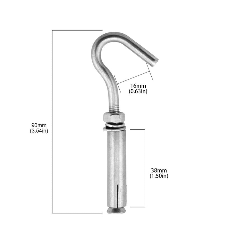 [Australia - AusPower] - Yasorn M6 Open Cup Hook Expansion Screws Stainless Steel Ceiling Hook Bolts 5-Pack Hook Expansion Bolt M6 