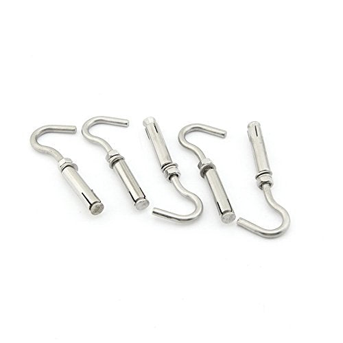 [Australia - AusPower] - Yasorn M6 Open Cup Hook Expansion Screws Stainless Steel Ceiling Hook Bolts 5-Pack Hook Expansion Bolt M6 