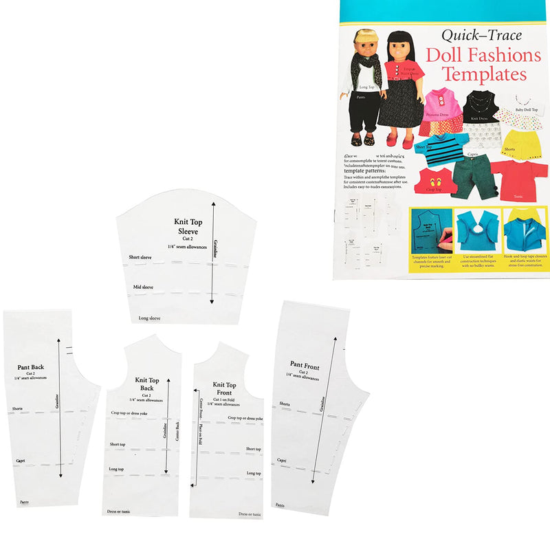 [Australia - AusPower] - YICBOR Quilting Rulers and Templates, Quick-Trace Doll Fashions Templates Wardrobe Basic Using Five Durable Plastic Template Patterns(1Set=5pcs) 