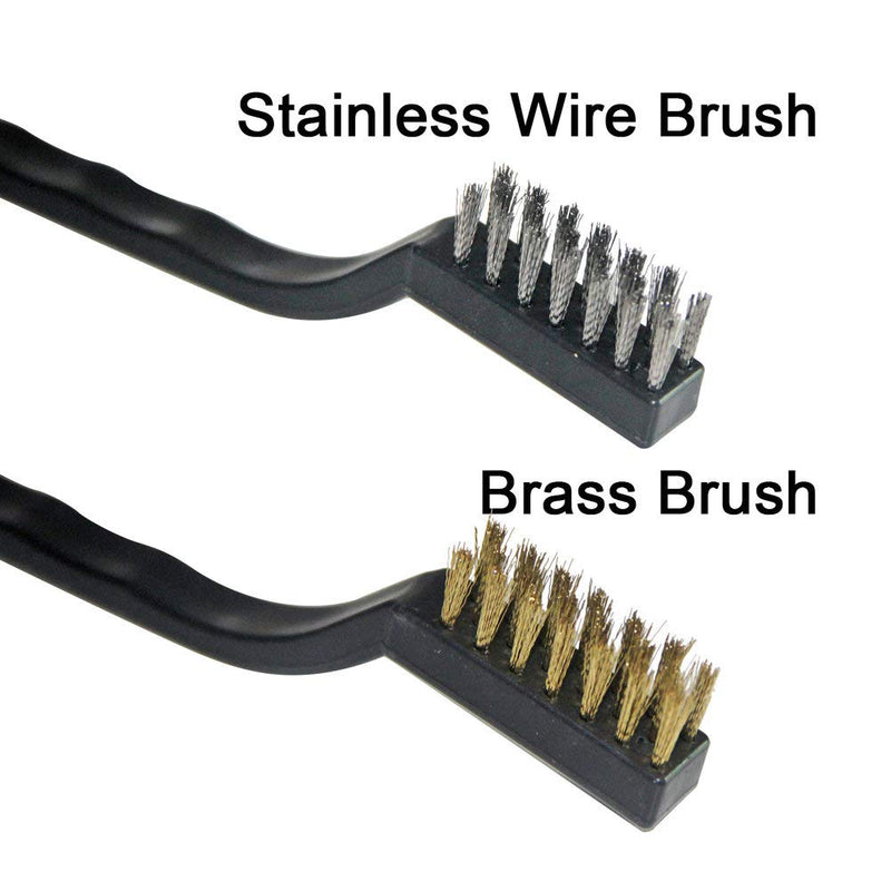 [Australia - AusPower] - 12PCS MINI Wire Brushes, Stainless Steel & Brass Brush Set, Curved Handle Scratch Brush for Automotive, Cleaning Welding Slag and Rust 12Pcs Wire Brushes Set 