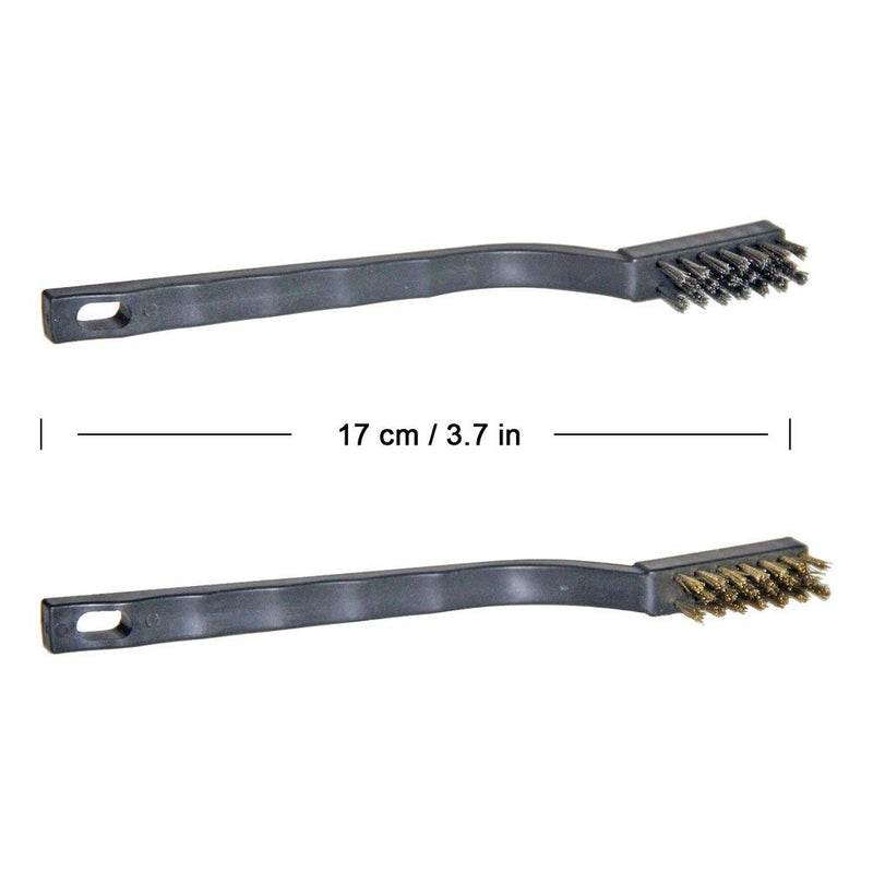 [Australia - AusPower] - 12PCS MINI Wire Brushes, Stainless Steel & Brass Brush Set, Curved Handle Scratch Brush for Automotive, Cleaning Welding Slag and Rust 12Pcs Wire Brushes Set 