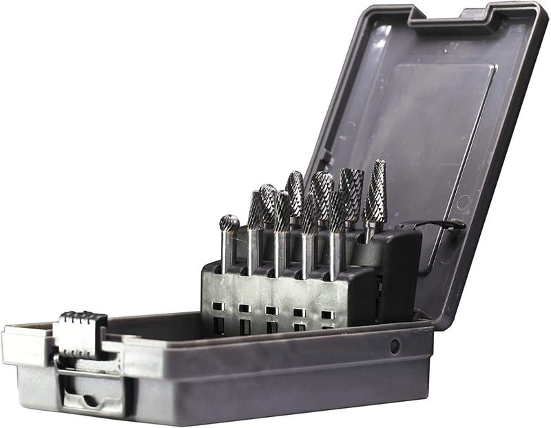 [Australia - AusPower] - YUFUTOL Carbide Burrs Set 10pcs Double Cut Solid Carbide Rotary Burr Set 1/4" Shank Die Grinder Bits for Steel,Metal Carving, Polishing,Engraving,Drilling 