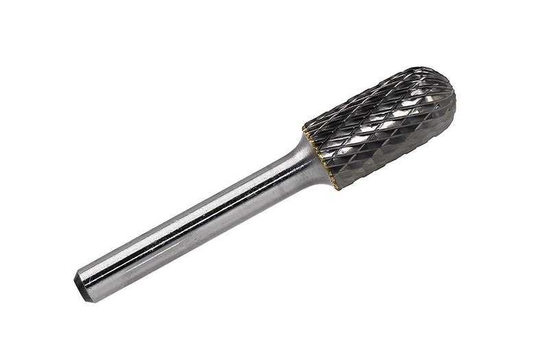 YUFUTOL SC-5 Tungsten carbide cylinder-shaped burr with radius end, double cut, 1/2 inch diameter, 1 inch length, 1/4 inch shank