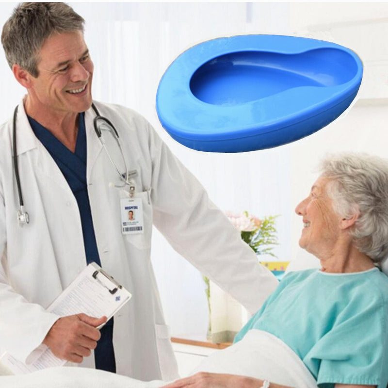[Australia - AusPower] - YUMSUM Firm Thick Stable PP Bedpan Heavy Duty Smooth Countoured for Bed-Bound Patient (Blue) Blue 