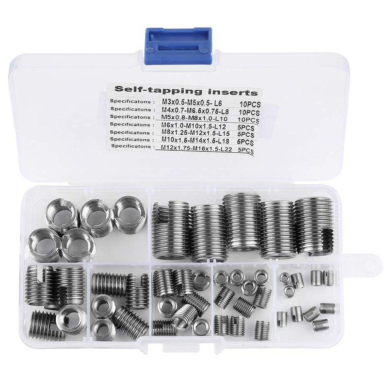 [Australia - AusPower] - Yunir Self-Tapping Thread, 50 Pieces Stainless Steel Internal Thread Slotted Screw Metal Threaded Insert Set (M3 M4 M5 M6 M6.5 M8 M10 M12 M14 M16) 