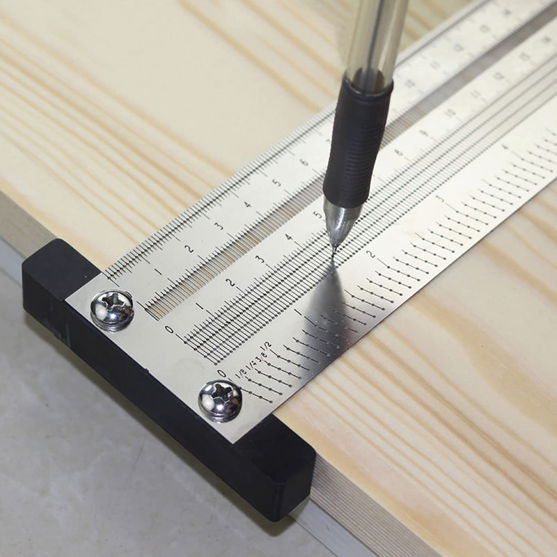 [Australia - AusPower] - T Type Marking Ruler Hole Ruler Woodworking Marking Scribing Line Ruler Carpenter Line Gauge Measuring Tool (8 inches) 
